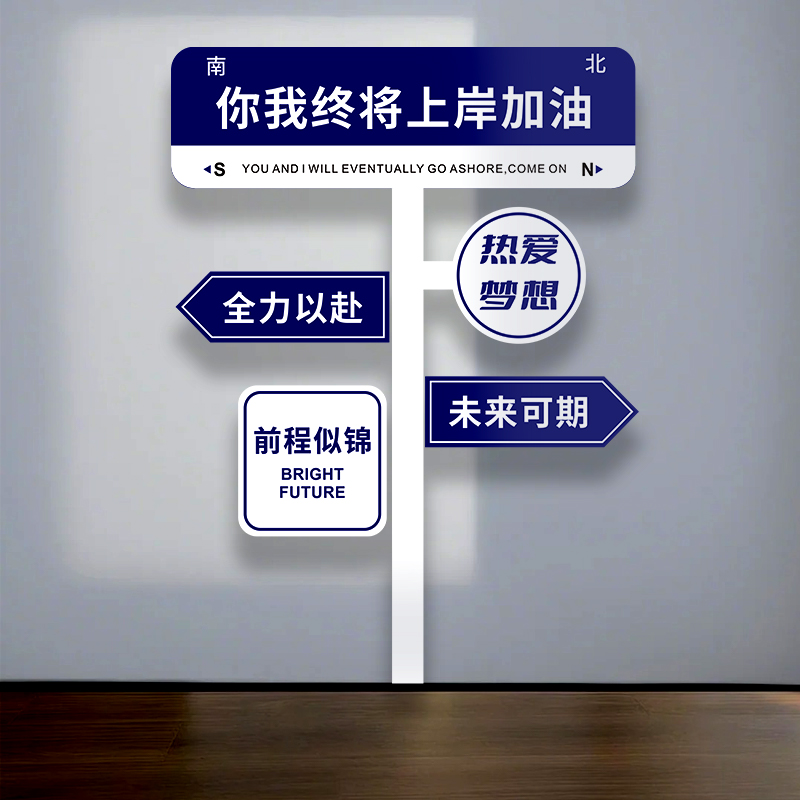创意路牌励志标语初高考班级装饰文化墙贴教室布置黑板上墙贴挂画