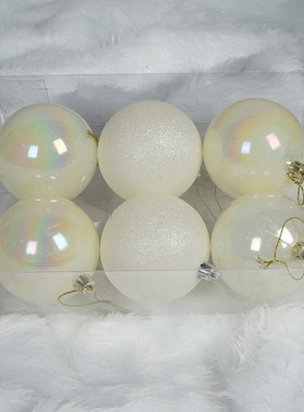 8cm雪花圣诞球 彩绘手绘黑灰色圣诞装饰球吊球圣诞树装饰品挂件