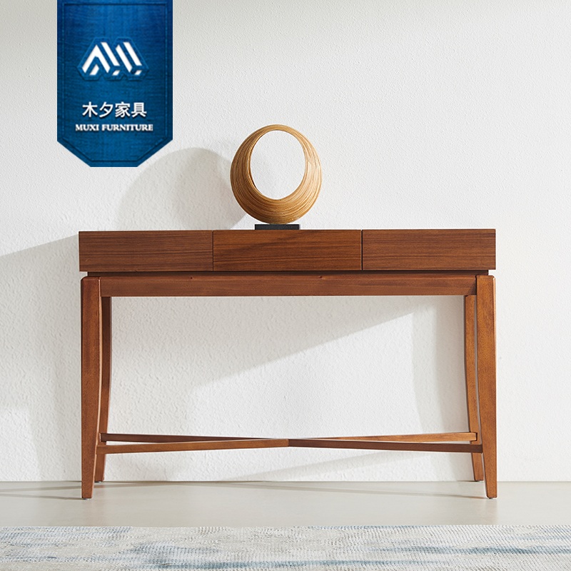 木夕东南亚风格槟榔色实木梳妆台储物柜新中式玄关柜间厅柜隔断柜