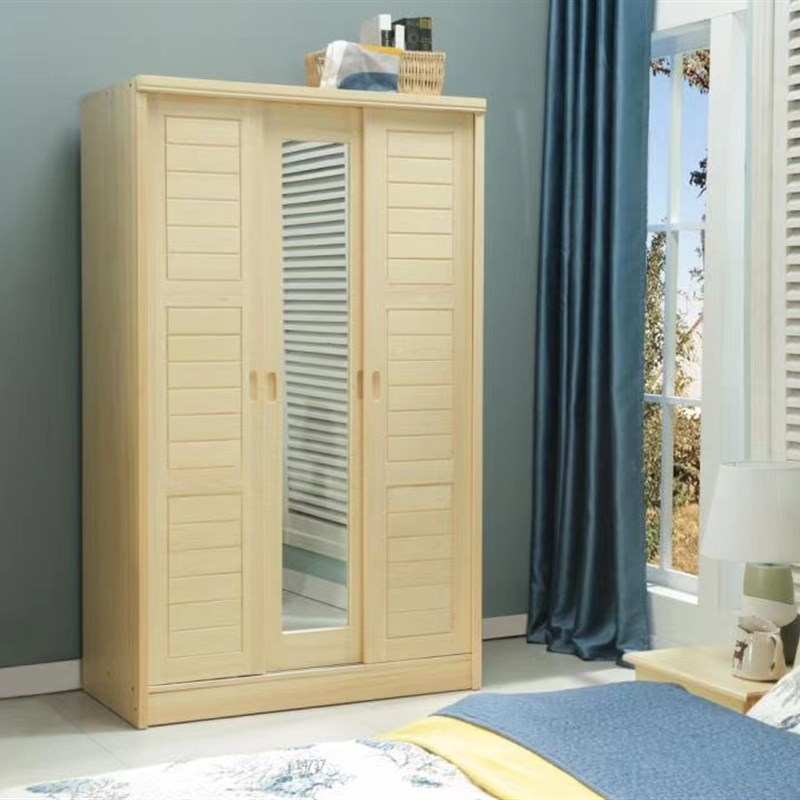 北京松木衣柜原木简易衣柜卧室门衣柜儿童衣柜实木衣柜