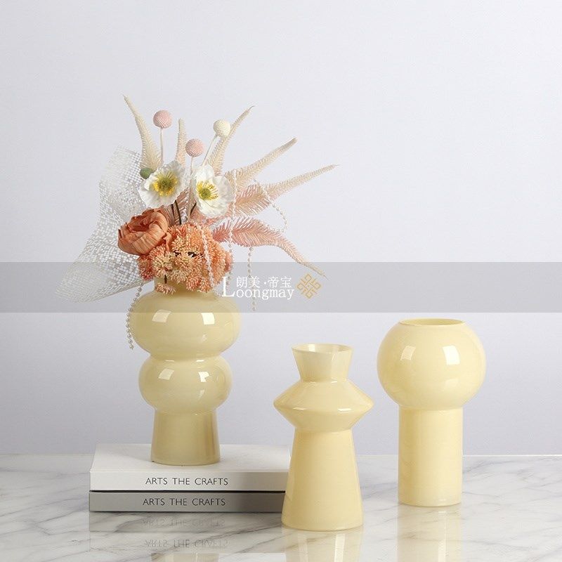 轻奢奶油风中古花瓶装饰摆件玻璃网红创意客厅家居桌面琉璃插花器,家居饰品,花瓶,淘宝优惠券,粉丝福利购,淘宝优惠卷