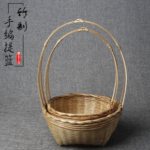 手提篮竹篮子水果篮环保菜篮竹制品纯手工菜篮子竹筐竹篓购物