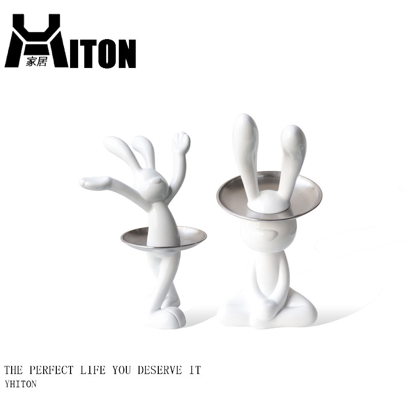 可爱电视柜玄关入户钥匙收纳托盘兔子摆件样板房客厅桌面装饰,家居饰品,桌面摆件,淘宝优惠券,粉丝福利购,淘宝优惠卷