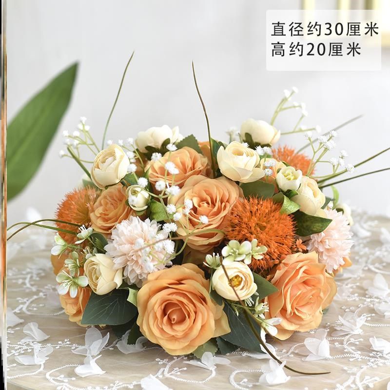 酒店大圆桌转盘中间装饰花艺餐厅饭店厢桌面摆件餐桌花摆花假花,家居饰品,仿真花/假花,淘宝优惠券,粉丝福利购,淘宝优惠卷