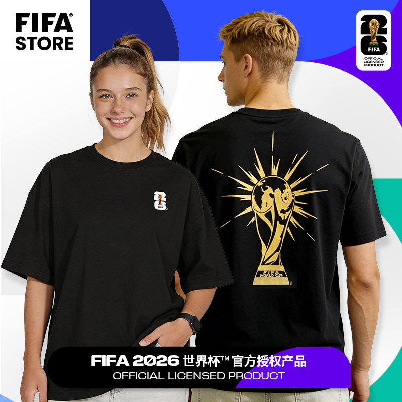 FIFA国际足联2026世界杯纯棉T恤夏季圆领短袖休闲风宽松男女同款