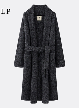 JCLP金纯良品 匠心25冬新款浴袍领山羊绒花纱中长款大衣毛呢外套