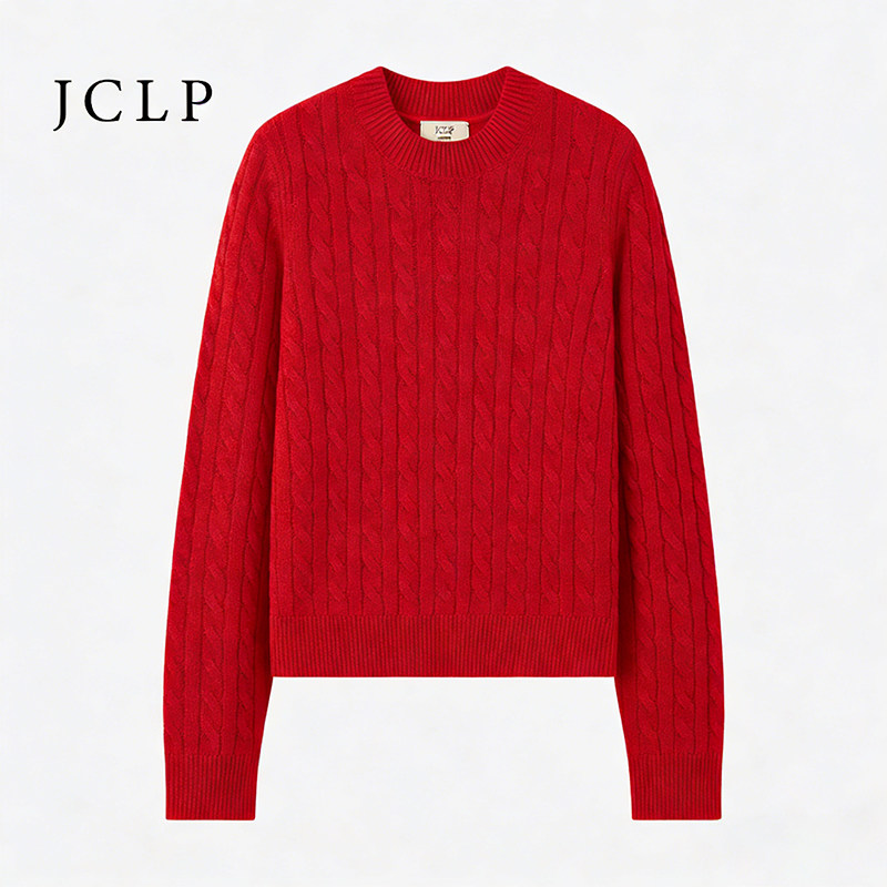 JCLP金纯良品 匠心经典麻花绞花山羊绒长袖针织套头衫女新年毛衣