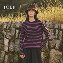 JCLP金纯良品【卢昱晓同款】美丽诺羊毛经典条纹针织衫圆领长袖T