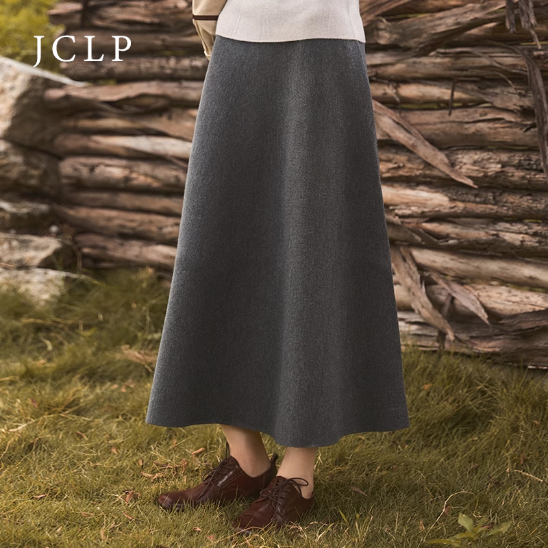 JCLP金纯良品 100%山羊绒 半身裙子女中长款伞裙精致优雅A字长裙