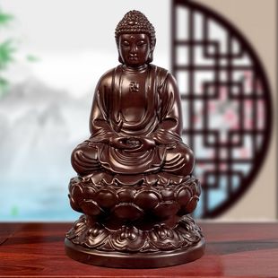 黑檀木雕刻大日红木摆件释迦摩尼牟尼佛像阿弥陀佛菩萨三宝佛主