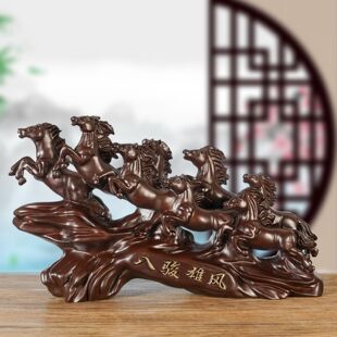 定制木雕马摆件黑檀木八骏雄风红木马实木雕刻工艺礼品摆饰家居摆