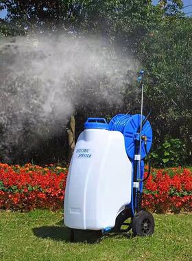 出口韩国电动45L推车式50米出水管移苗果园0.5Mp压力喷雾器打药机