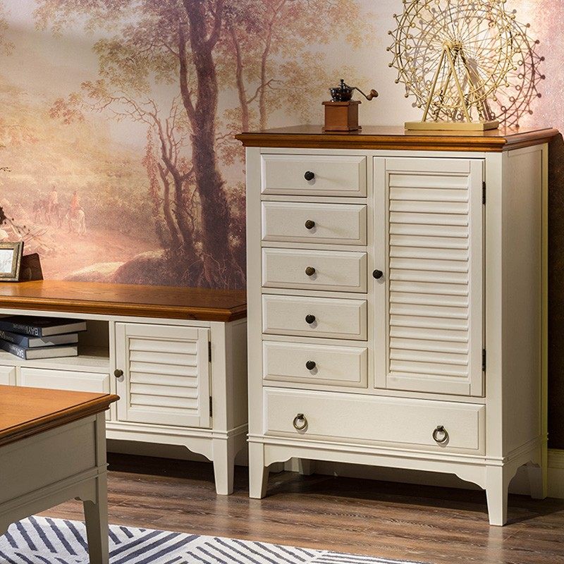 美式全实木电视柜酒柜客厅乡村储物柜隔断柜田园白色餐边柜