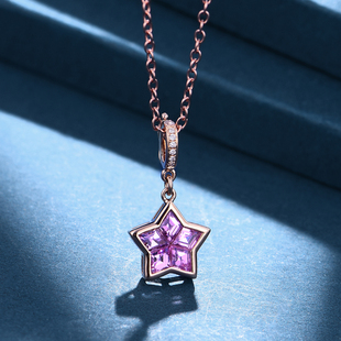 私意珠宝天然彩宝0.66克拉彩蓝宝吊坠18K金镶钻石定制五角星首饰