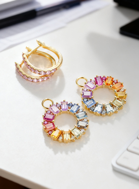 私意珠宝 天然彩宝2.45克拉彩蓝宝石耳环18K金时尚耳坠两用款首饰