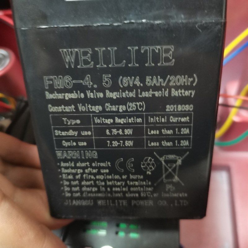 WEILITE蓄电池FM6-4.5 6V4.5AH/20Hr童车玩具车电子秤应急灯电瓶