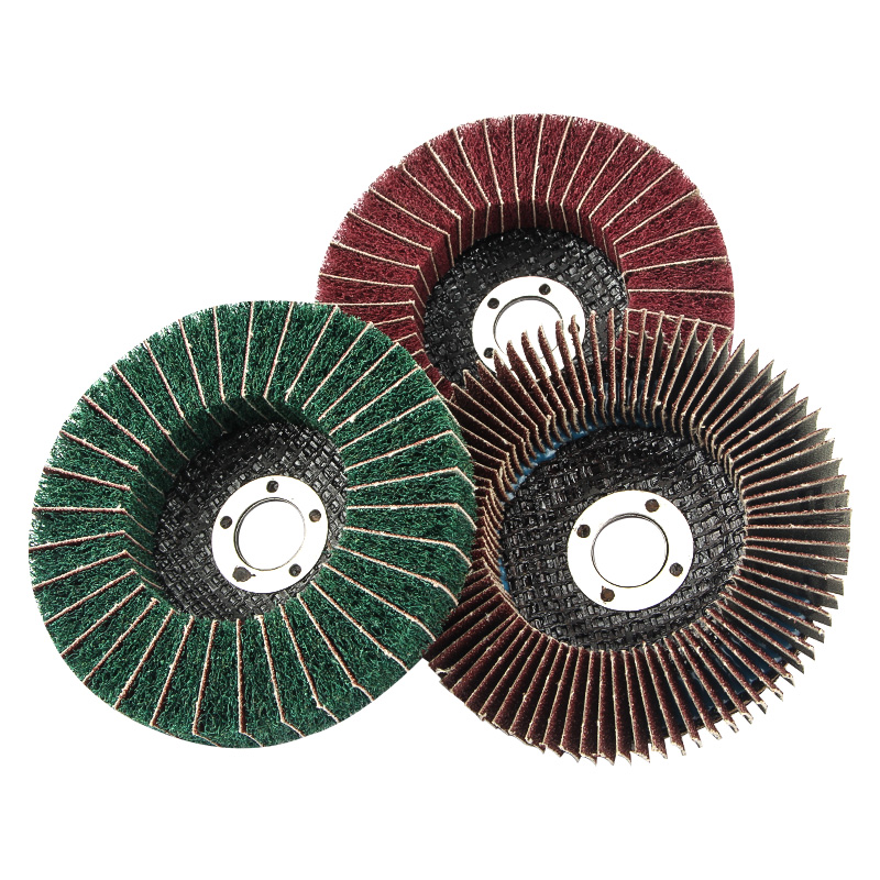 4寸百洁布拉丝轮夹砂抛光轮角磨机不锈钢打磨抛光片 百叶轮飞翼轮