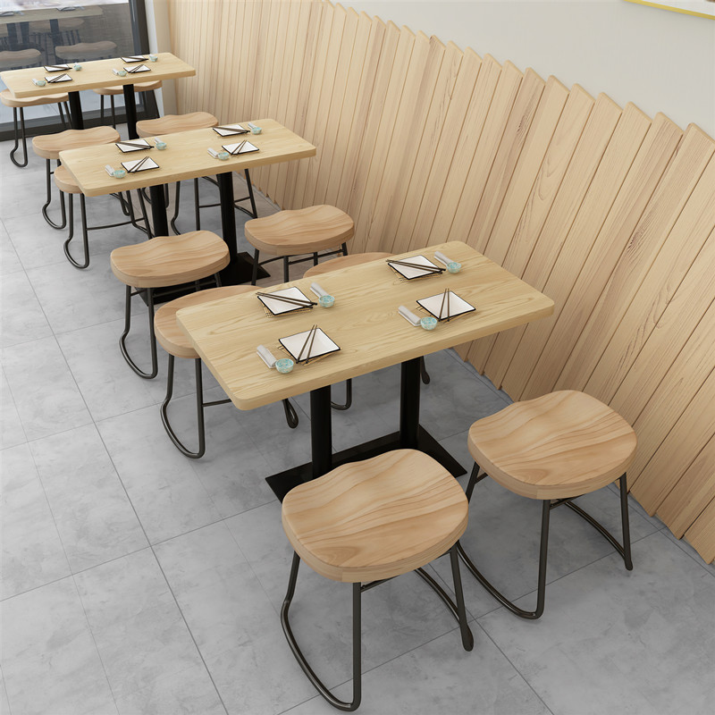 实木凳子粉面馆小吃汉堡快餐店桌椅组合麻辣烫店餐厅桌子卡座商用