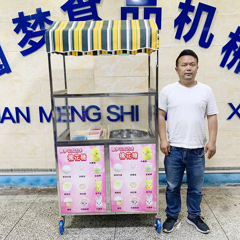 棉花糖折叠推车商用不锈钢便携可折叠两层多功能移动摆摊简约餐车
