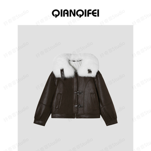 复古机车风大毛领加绒短外套 B新款 TK5406 27H