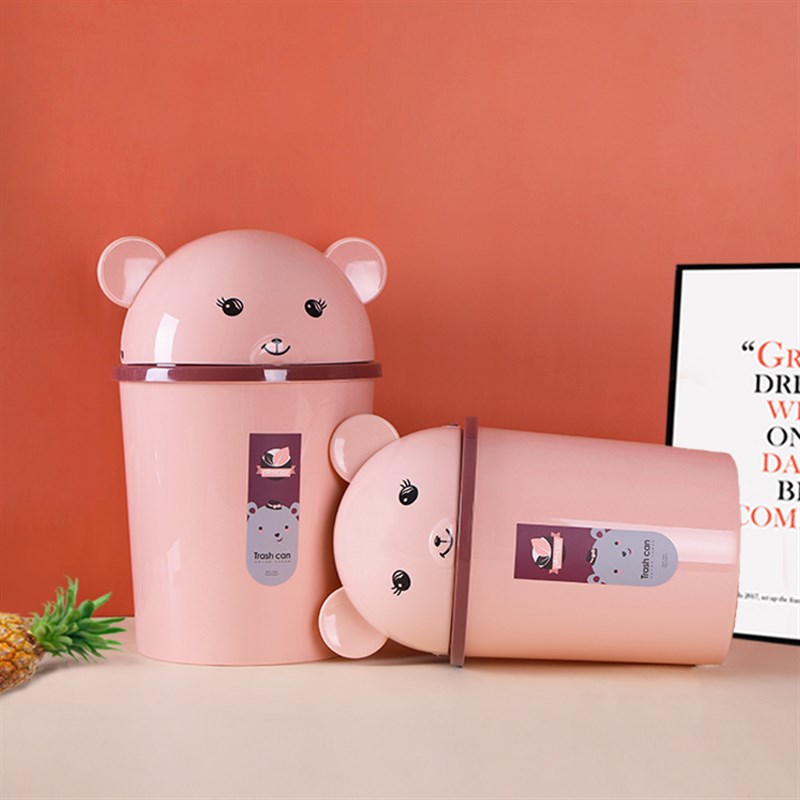 垃圾桶带盖家用可爱卡通大号摇盖式卧室厨房客厅厕所卫生间废纸篓