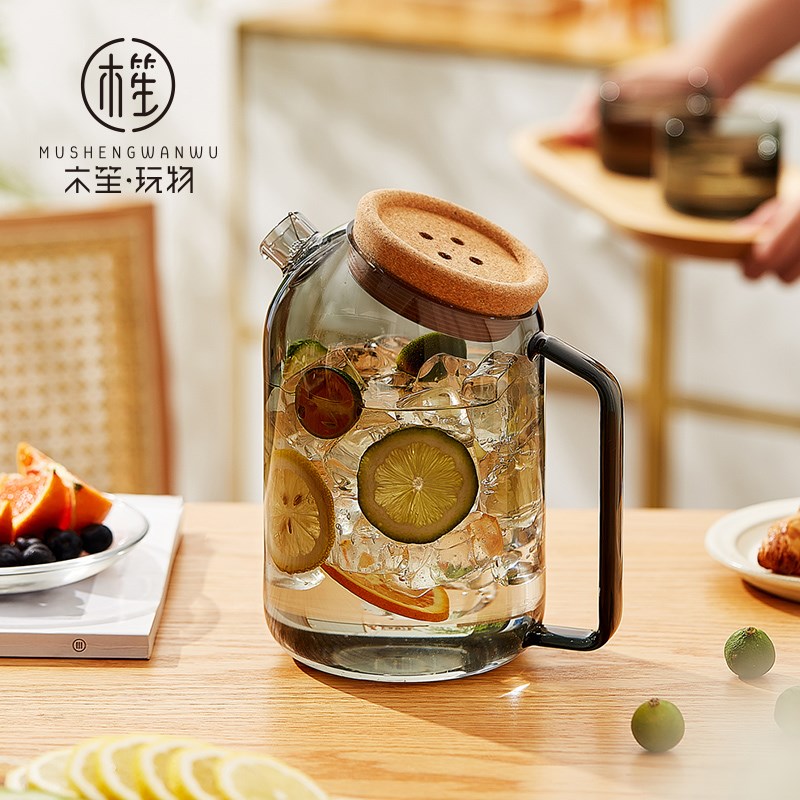 冷水壶玻璃耐高温凉水壶套装大容量商用凉水杯日式冷泡壶果汁扎壶