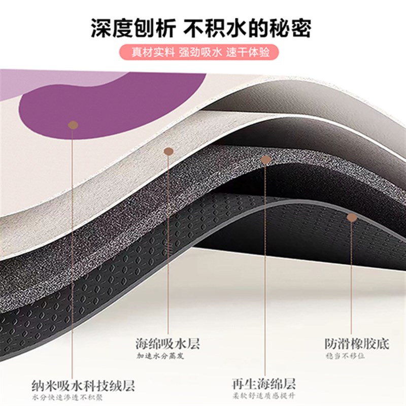 卡通厨房地垫L形防滑防油脚垫可擦免洗硅藻泥吸水易打理地毯垫子