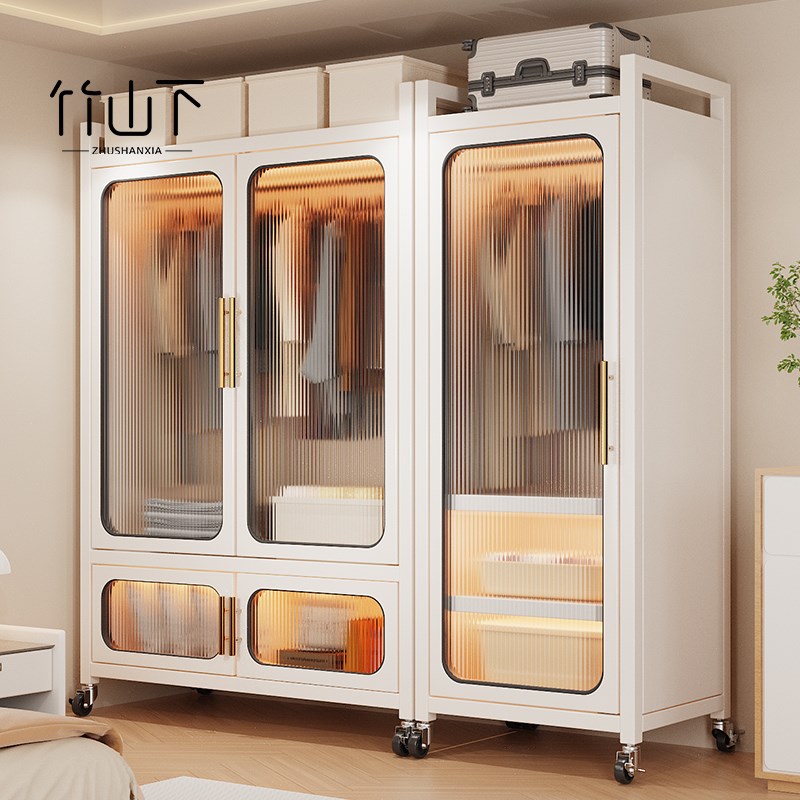 钢制衣柜卧室家用简易组装金属铁艺儿童衣橱出租房用新款爆款