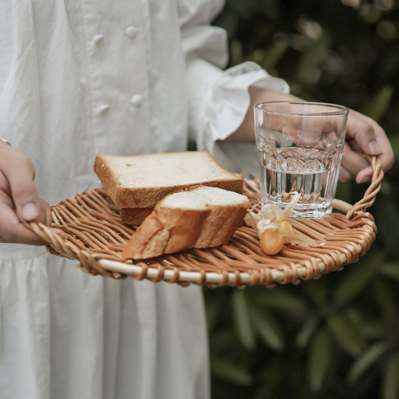 柳编托盘水果盘客厅家用超市展示果盘面蔬菜篮收纳筐糖果盘日式