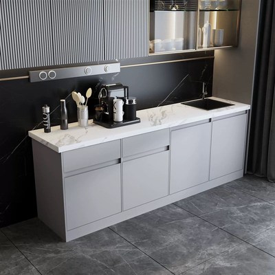 公司茶阳间水吧台一体柜墙台柜靠吧切洗台定制水台家用成品