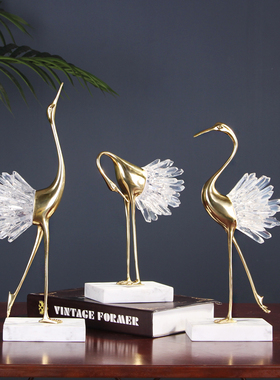 创意仙鹤轻奢摆件时档软装饰品家居玄关客厅装饰摆设