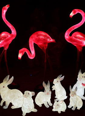 户外仿真兔子灯发光动物火烈鸟灯摆件造型灯公园庭院草坪装饰景观