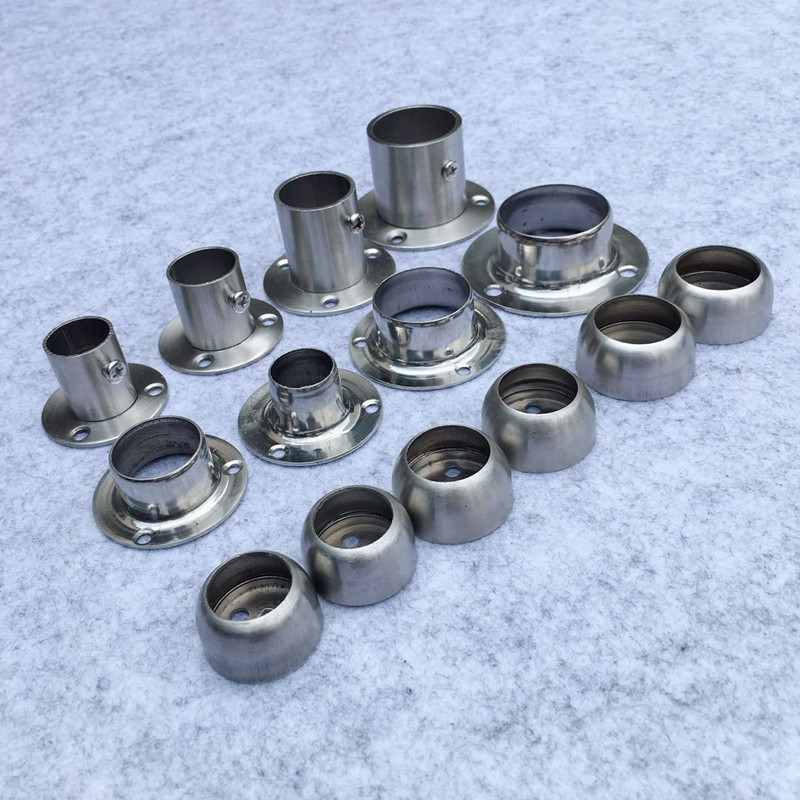 不锈钢法兰座晾衣杆吊通侧装高脚加厚圆管固定底座配件阳台挂衣杆