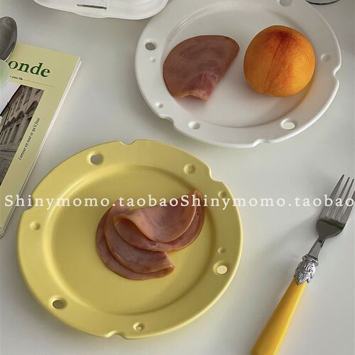 Shinymomo韩风ins陶瓷早餐面包盘奶酪芝士盘拍照道具