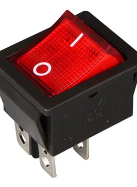 电源开关2档 船型开关KCD4-201N RK1红色4脚带灯 红色220V