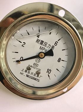 轴向带边耐震压力表 YN-60ZQ YN-60ZT 压力0-10mpa 螺纹PT1/4仪川