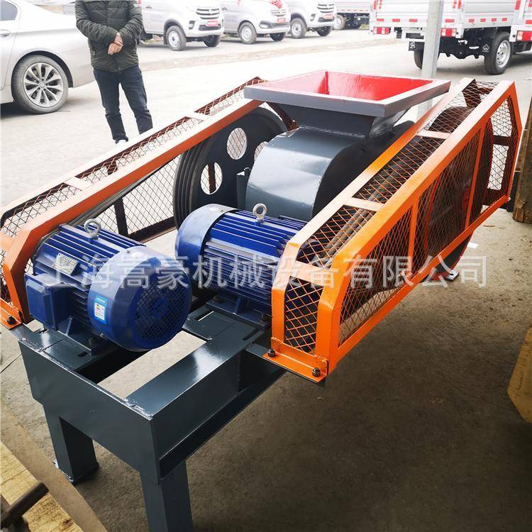 现货小型对辊破碎机高硬度河卵石石英制砂机成品粒型好过粉率低