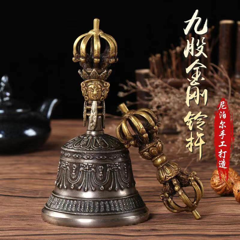 九股金刚铃杵法器尼泊尔进口藏传铃铛青铜响铜铃铛声音清脆手摇铃