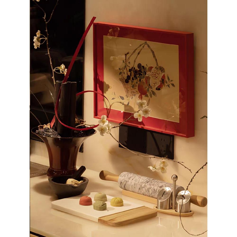 新中式样板间厨房厨具组合样品屋展示中心展厅高端陶瓷花瓶花艺装