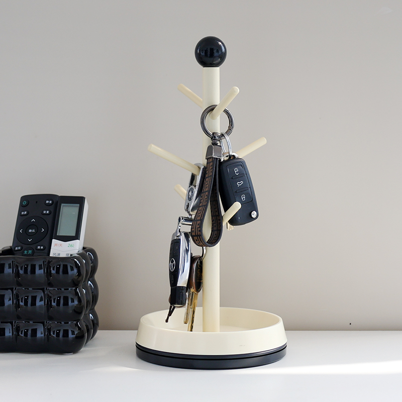 入户门玄关钥匙收纳架子进门摆件创意旋转钥匙架整理盒