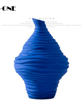 rz 现简约极简白色螺纹陶瓷花瓶轻奢软装搭配花器售楼处摆件