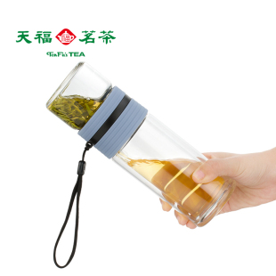 天福茗茶彼物杯耐热双层玻璃防烫茶水分离泡茶带过滤茶具