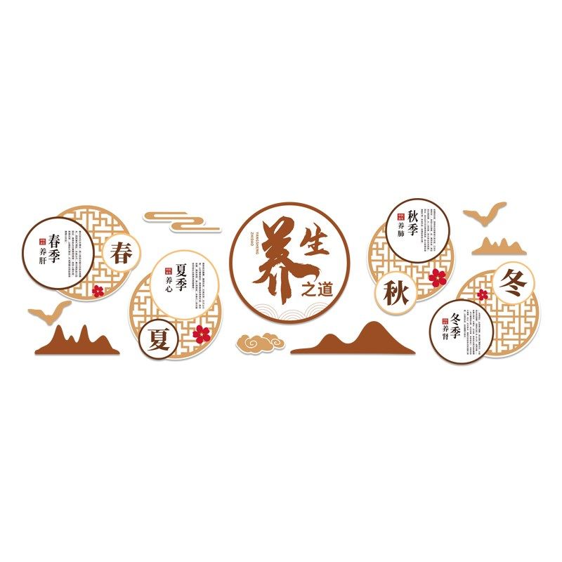 中医养生馆墙面装饰挂画背景墙美容院形象文化墙宣传海报设计定制