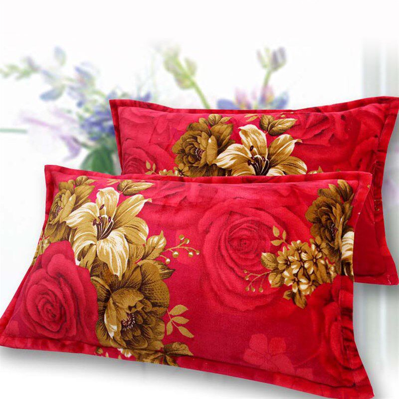 冬天一对装冬季加厚法兰绒枕套保暖法莱绒枕芯套48x74单人枕头套