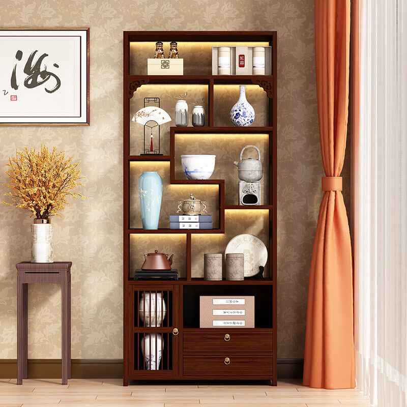 茶具置物架茶叶展示架家用陈列架新中式博古架非实木多宝阁茶壶架