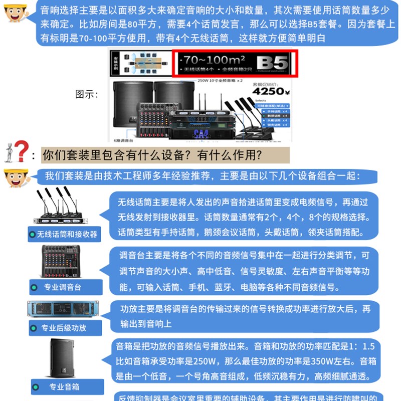会议室音响套装无线壁挂影片系统室内清吧设备教学全套音箱