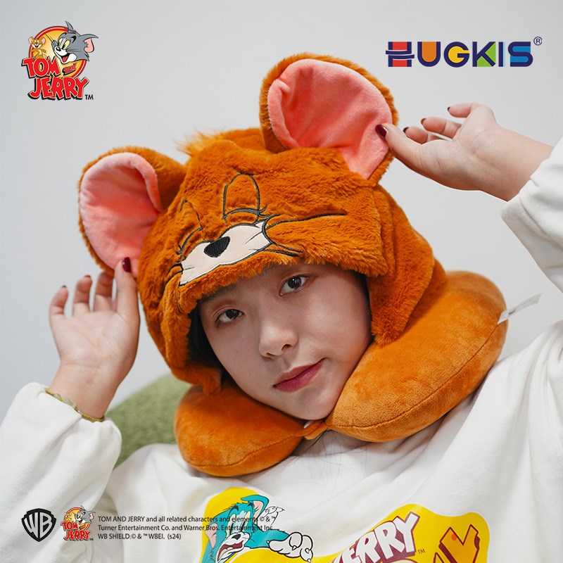 猫和老鼠可爱U型枕带帽旅行护颈枕办公室午休趴睡枕沙发靠枕头枕