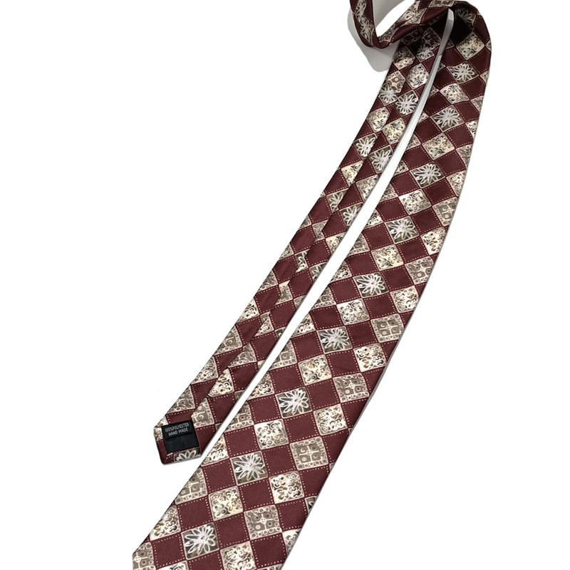 毕业照领带女暗红色复古格纹时髦印花小众花纹手打款男宽版学生潮