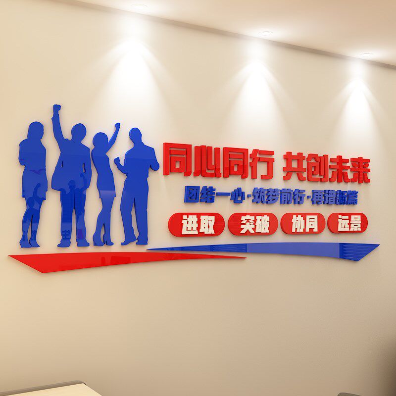 会议室文化墙布置企业形象背景激励标语墙贴公司办公室墙面装饰画