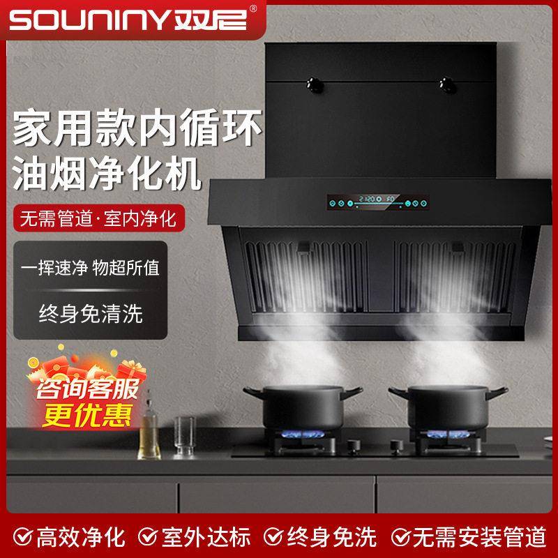 双尼家用油烟机内循环别墅厨房商用无管道油烟净化器免清洗大吸力